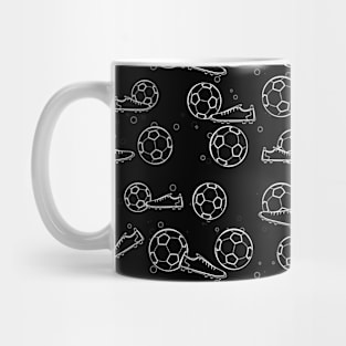 Football / Soccer - Balls & Boots Seamless Pattern on Black Background Mug